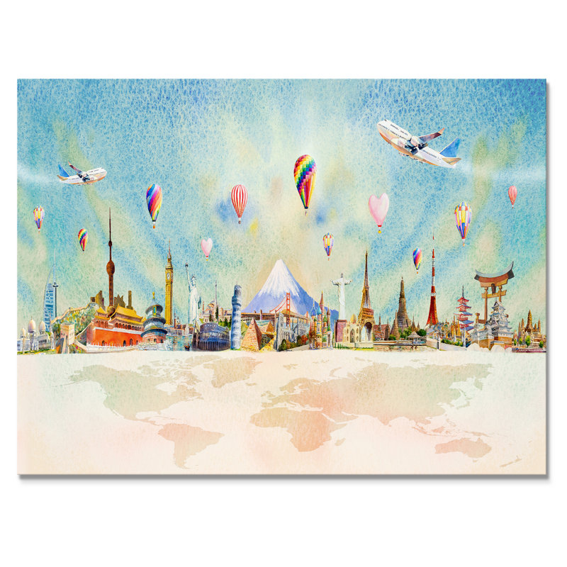 «World Travel Famous Monument VI», reproduction sur toile flottante, H 8 po x l 12 po x P 1 po, Toile tendue