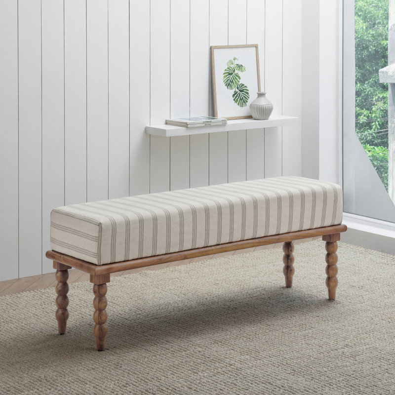 Banc rembourré l 52 po Artisan, Blanc