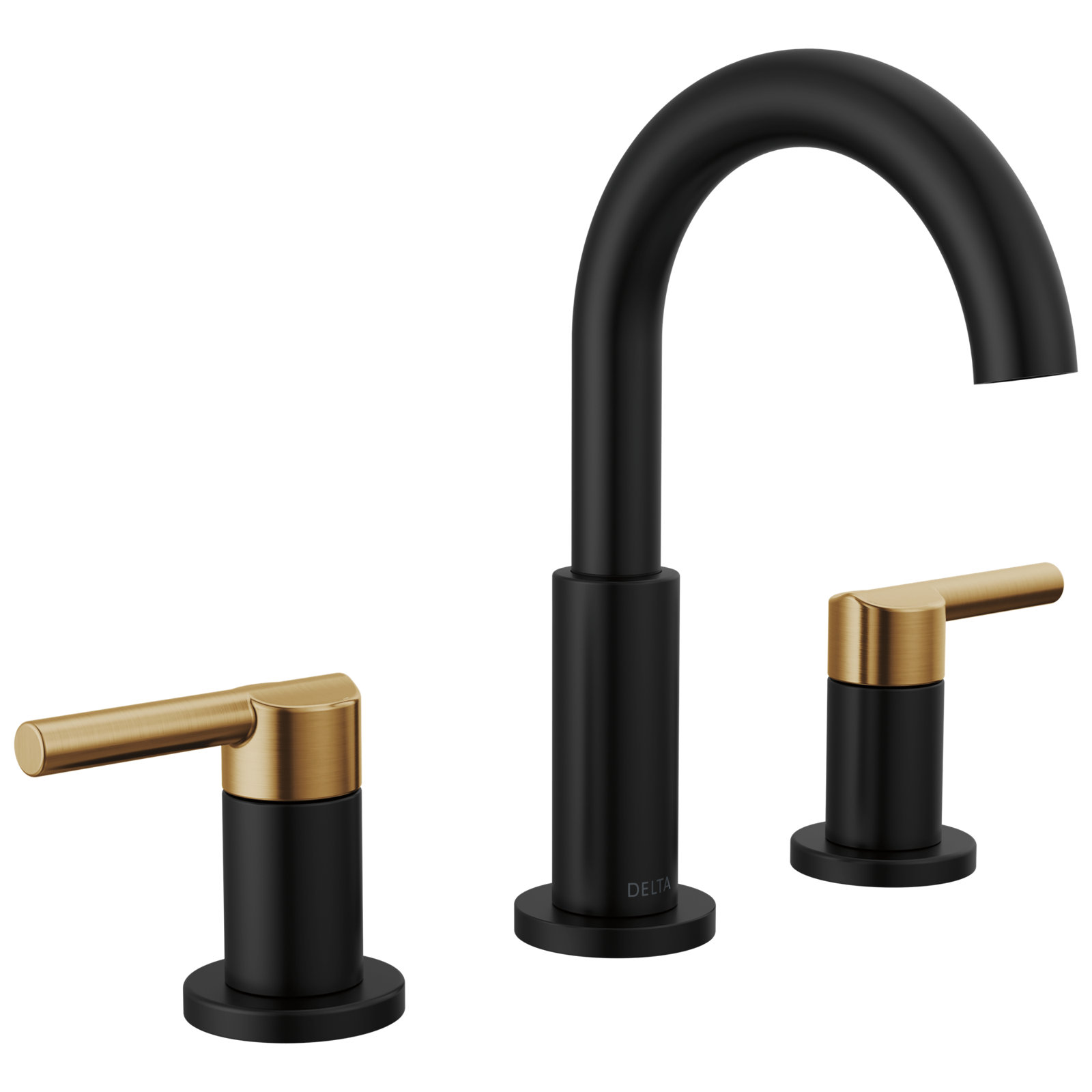 Nicoli Widespread Bathroom Faucet 3 Hole, 2-handle Bathroom Sink Faucet with Drain Assembly, Matte Black/Champagne Bronze