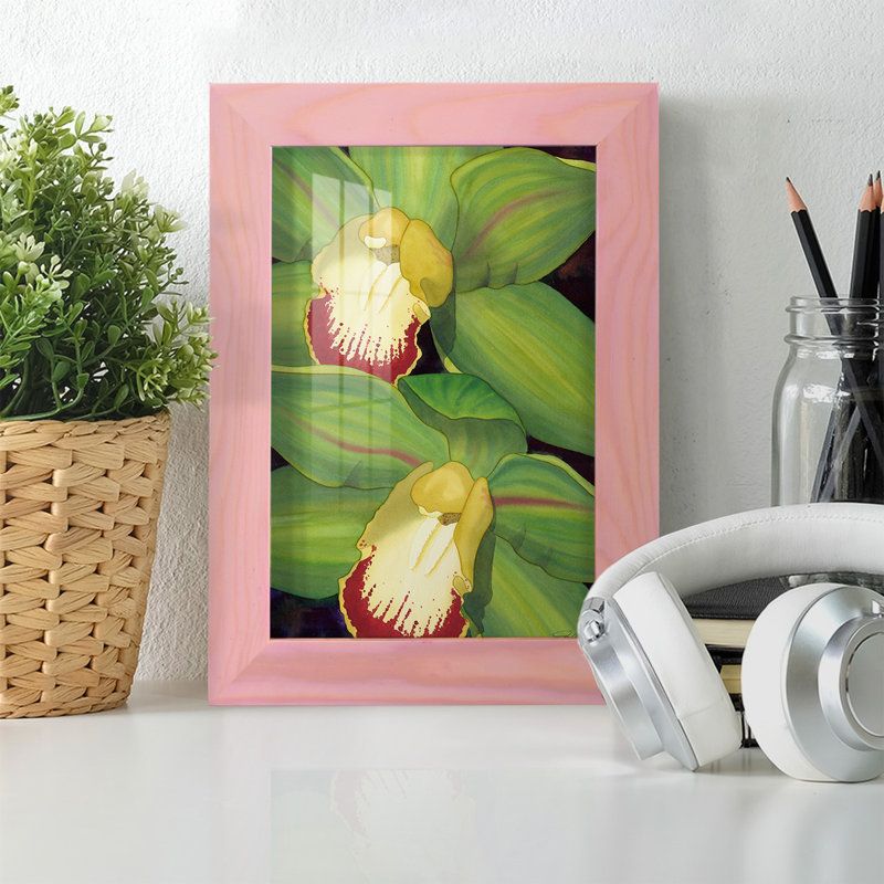 " Lime Orchid I ", 7" H x 5" W x 1" D, Pink