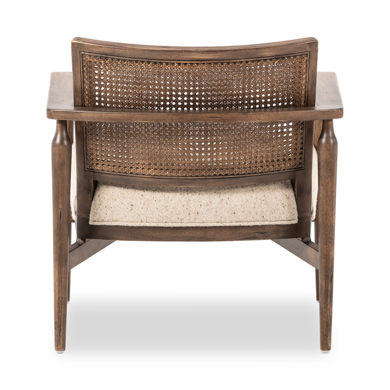 Xavier 30" W Genuine Leather Armchair, Camel Linen Blend