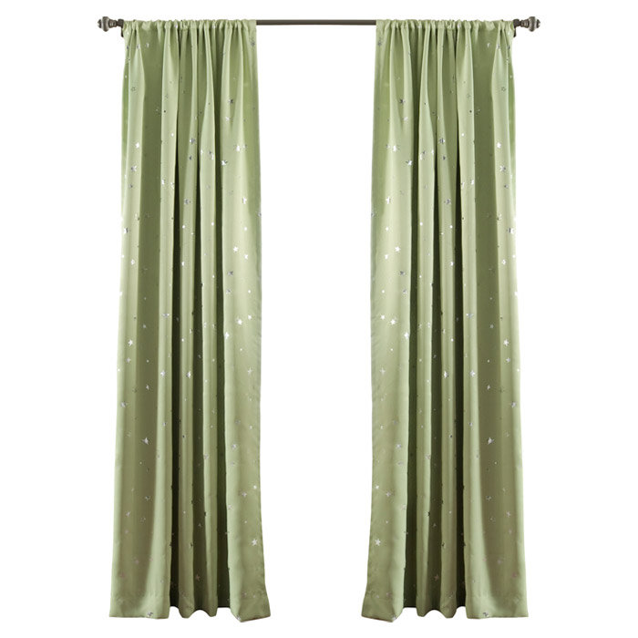 Room Darkening Curtain Pair, Green, 132cm W x 213cm L