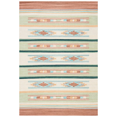 Tapis de style sud-ouest en jute et coton Halle tissé à plat en orange / brun / beige
