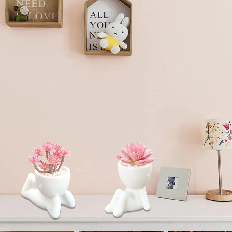 Ensemble de 2 plantes artificielles pour plantes grasses artificielles pour femmes, bureau, chambre à coucher, décor esthétique de salle de bain