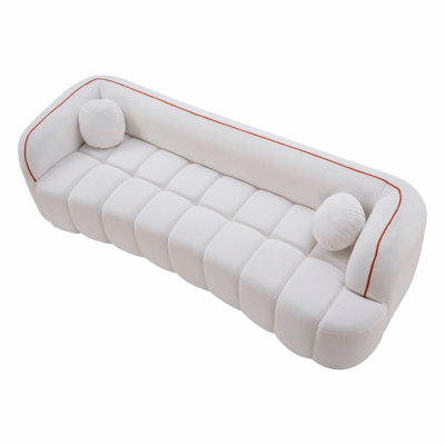 Canapé moderne compressé, canapé en velours côtelé 3 places Cloud, sans assemblage, canal à bulles capitonné avec 2 coussins, siège profond pour salon, appartement, bureau
