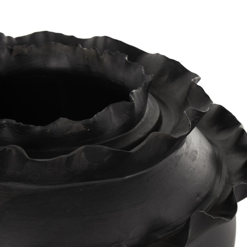 Cole And Ceramic Floral Inspired Abstract Vase, Black