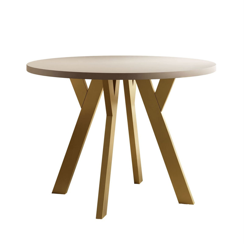 149.5 cm Extendable Round Dining Table, Cashmere, Gold