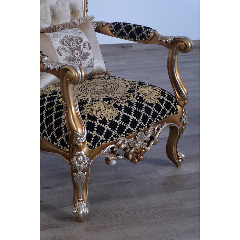 Saint Germain Armchair, Black/Gold/Light Brown