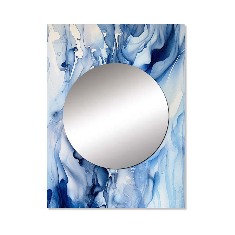 Miroir mural bleu, V, art mural imprimé, 40 po x 30 po