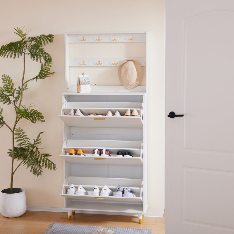 Arbre d'entrée Sinahi de 31,5 po de largeur avec rangement pour chaussures, Blanc