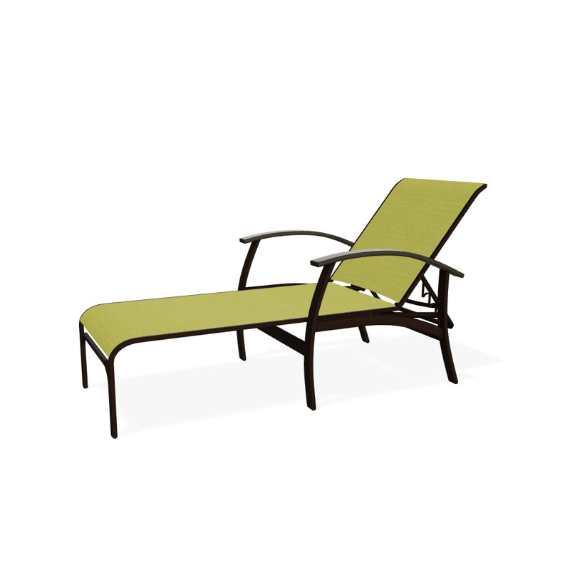 Chaise longue inclinable Askar, Lime 38D Sunbrella®, Bois de plage P40, Kona texturé