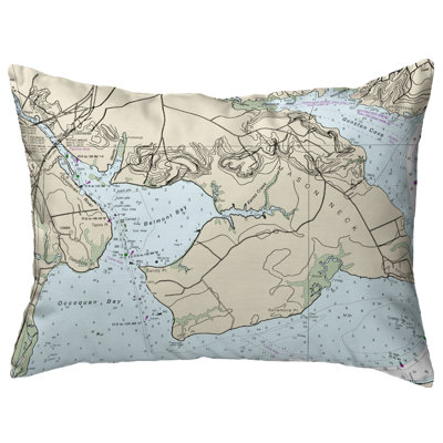  Occoquan, Va Nautical Map Outdoor Rectangular Pillow Cover & Insert