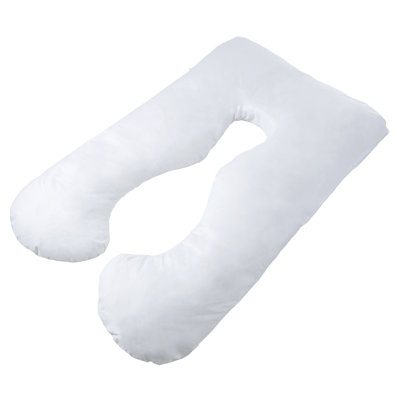Oreiller Lavish Home Preg position - Coussin complet en forme de U pour femmes enceintes avec housse amovible - Support de grossesse pour dormir - Coussins de corps pour adultes, coussin de maternité (blanc)