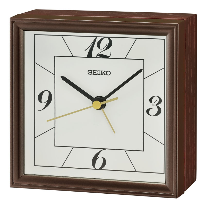 QXE064BLH Desk & Table Clock, Brown