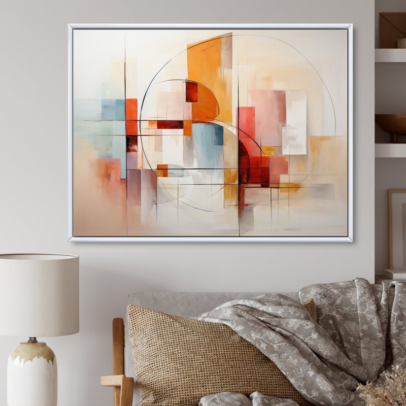 Jamas, paysage abstrait entrelacé, H 34 po x l 44 po x P 1,5 po, Cadre flottant blanc