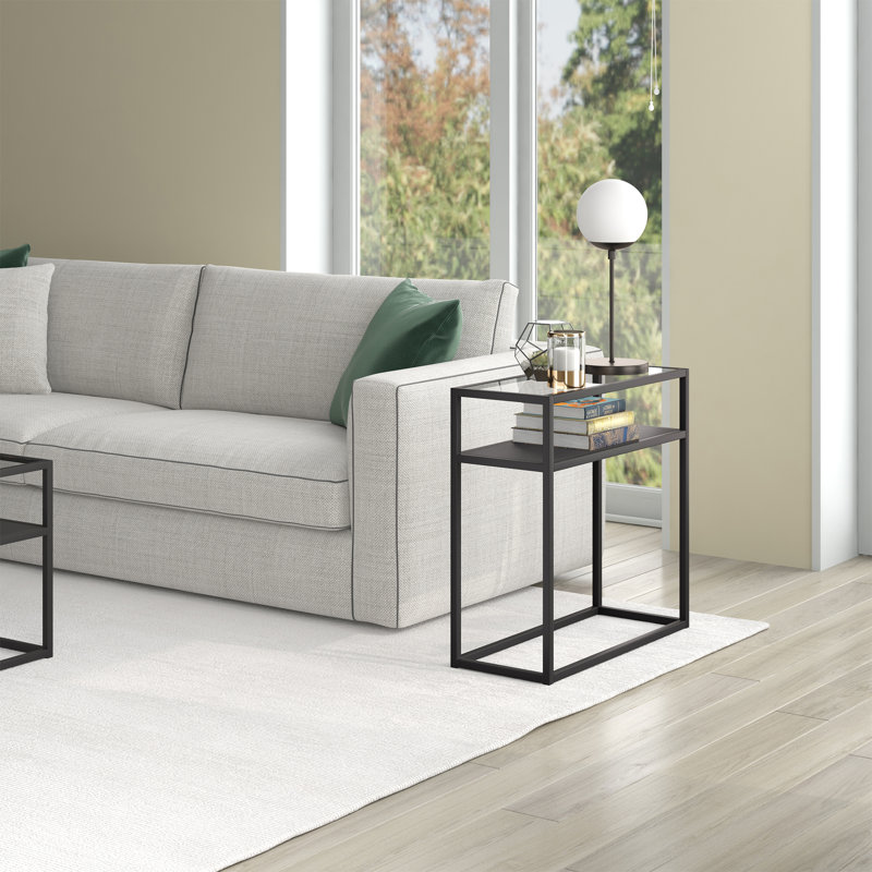 Ada Blackened Bronze Metal & Glass Rectangular Side Table