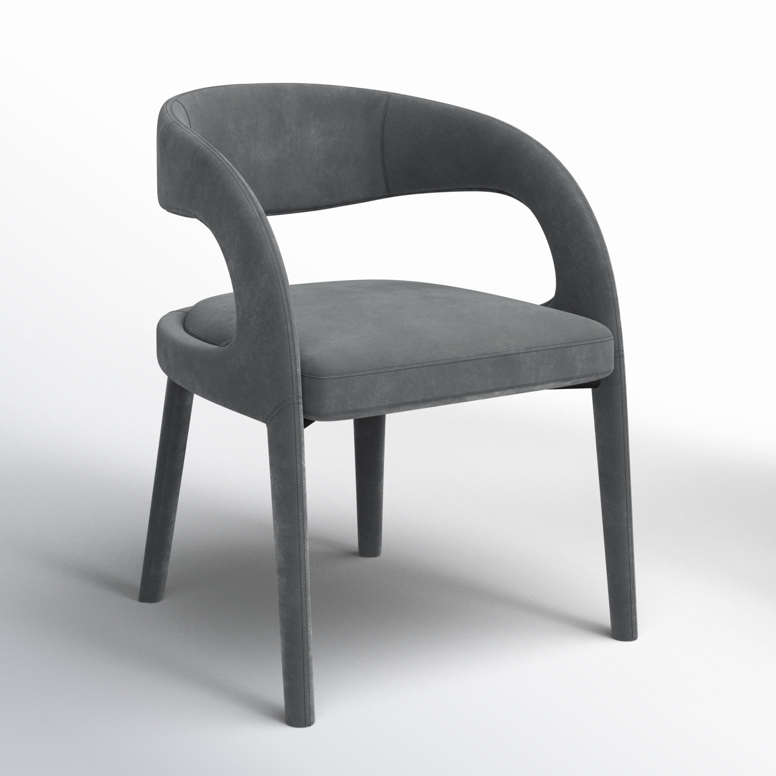 Hawkins Genuine Leather Dining Armchair, Charcoal Velvet