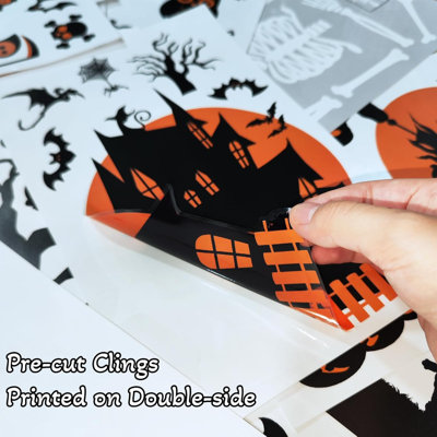 10 feuilles autocollants de fenêtre d'Halloween pour la fête d'Halloween.  Autocollants de hallowmas amovibles pour décorations d'Halloween, pour fenêtre en verre