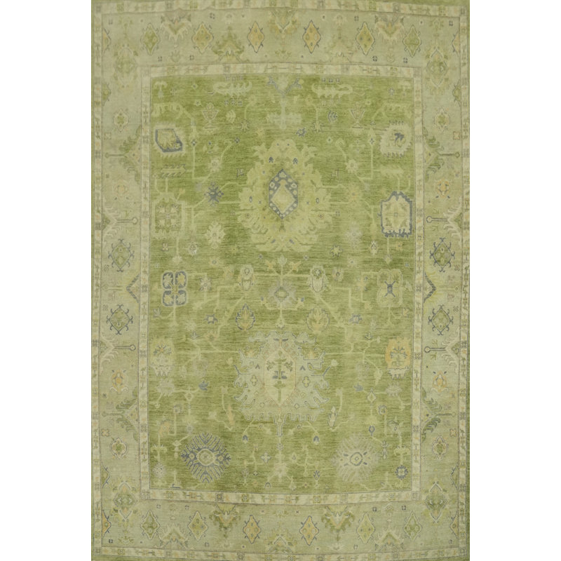 Handmade Green Oushak Vegetable Dye Area Rug 8x10