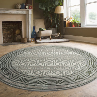 Davide Transitional Bordered Green Area Rug