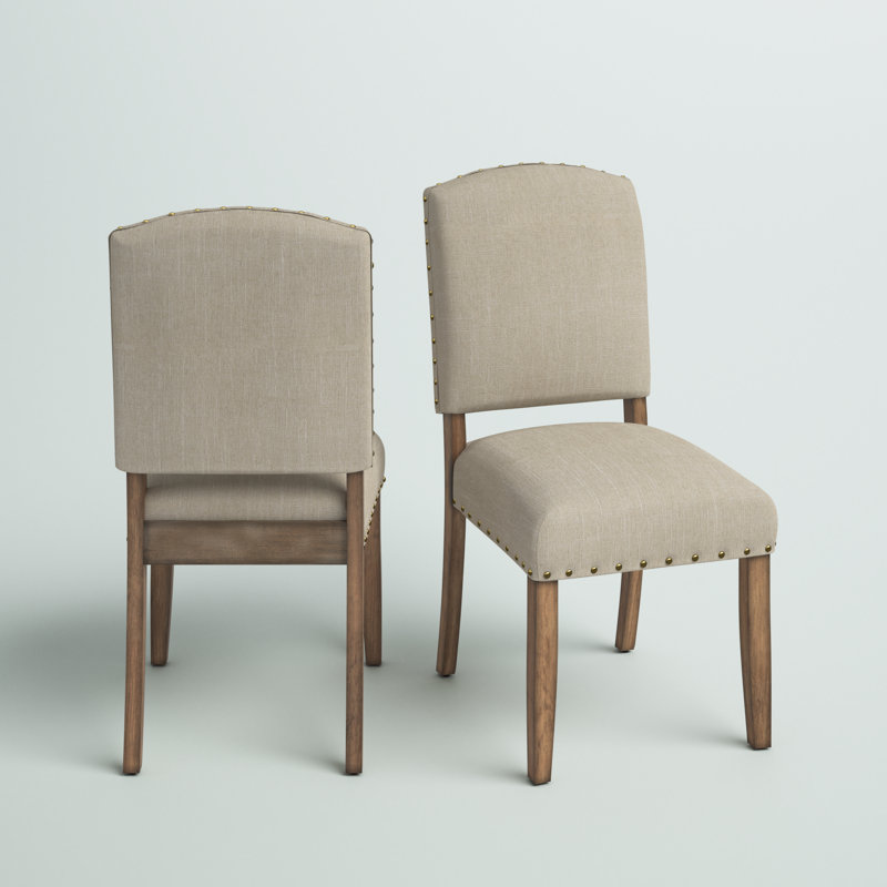 Aldrina 20.5'' H Linen Upholstered Side Chair, Beige Linen, Light Distressed Natural