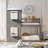 Solid Wood Twin Over Twin Platform Bunk Bed, Compact Playhouse Design with Safety Guardrail and Ladder, Neutral Gray