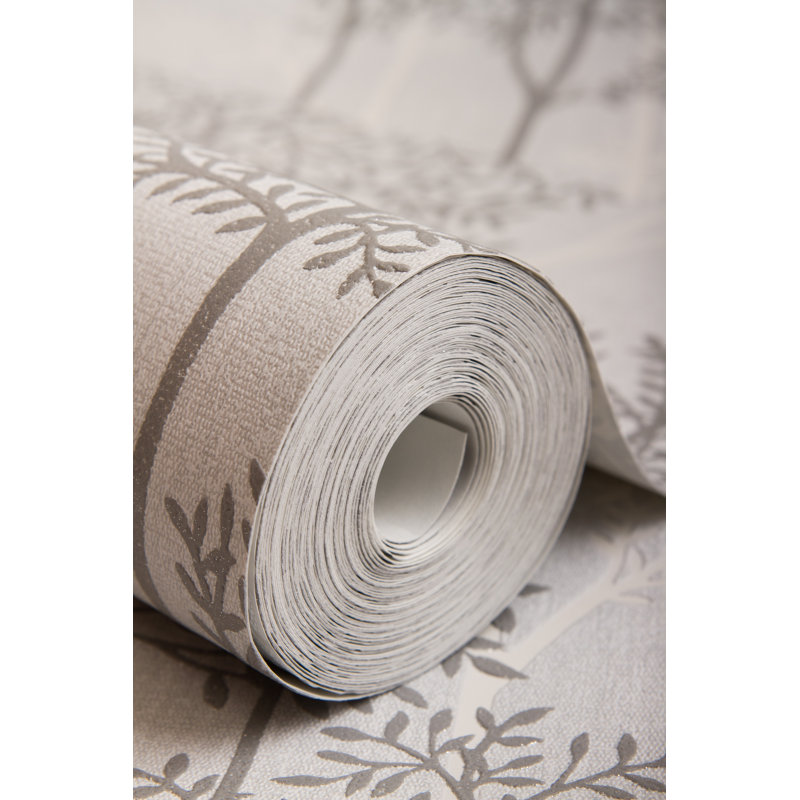 Innocence Floral Shimmer Wallpaper Roll, Grey