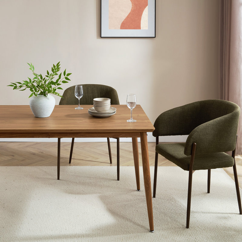 Burton Metal Base Dining Table, Beige Wood