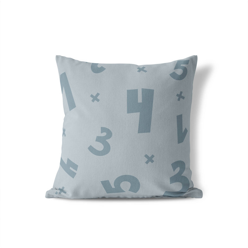 Coussin Numéros, Bleu ardoise / bleu / ivoire, H 18 po x l 18 po