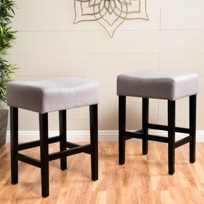 Of 2 Kd Backless Counter Stools, Grey. Smooth Fabric Seat Element, Robust Wood Legs. Adds Style To Home. 15.83"D X 18.71"W 27.24"H Fluffy Characteristic,