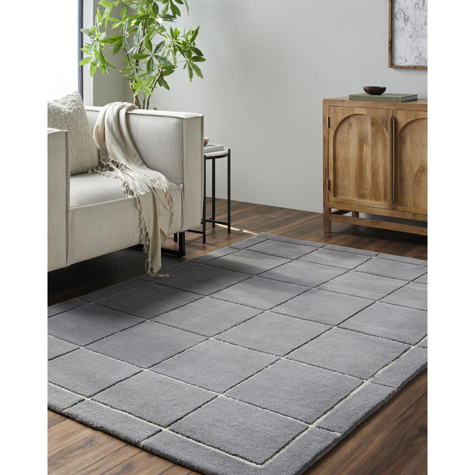 Mallory Blue Hand Tufted Area Rug, Rectangle 5' x 8'