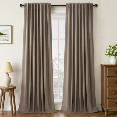 Dennan 100% Blackout Thermal Insulated Linen Drapes with Back Tab & Hooks