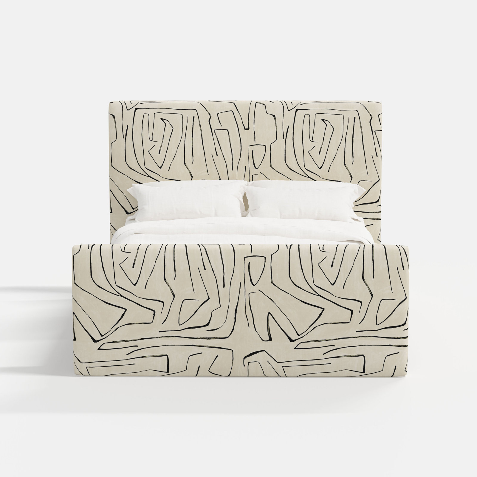 Upholstered Bed, King, Graffito Linen Onyx