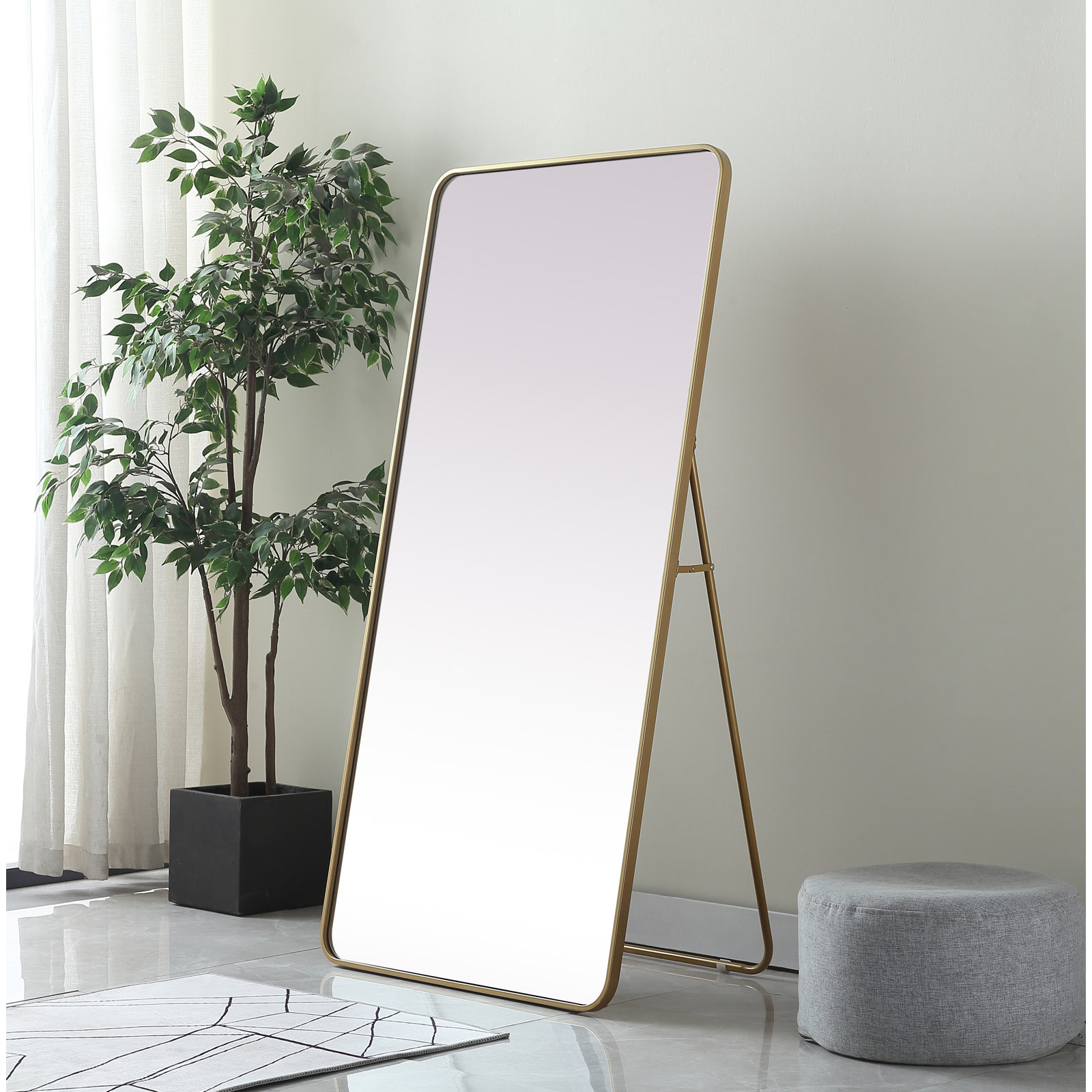 Sabine Full-Length Mirror, Brass, 60" x 30"