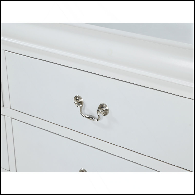 1Pc Finish Two Drawers Louis Philip Nightstand Solid Wood Contemporary & Simple Style, White