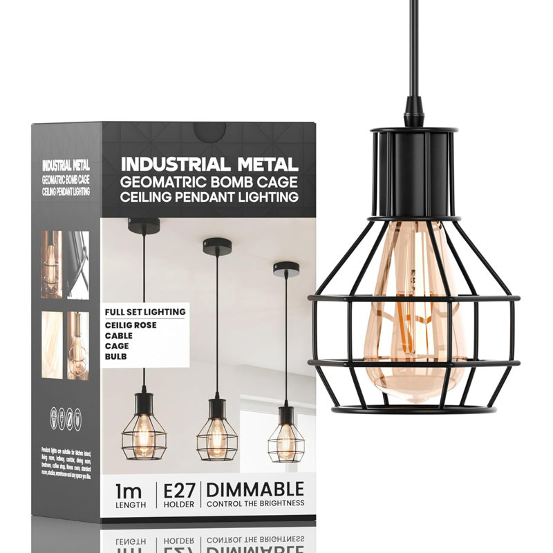 1 - Light Black Caged Pendant, Yes
