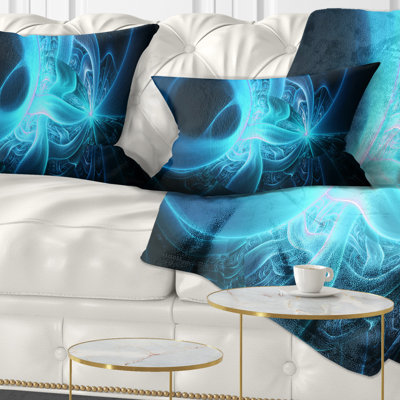 Bleu vif brillant sur fond noir - coussin imprimé abstrait