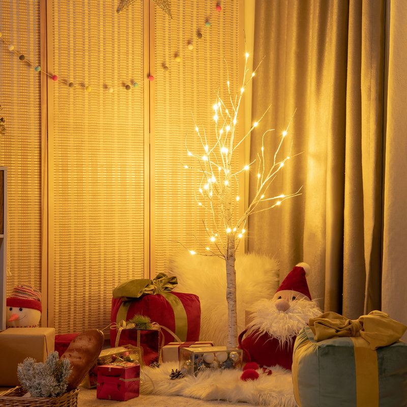 Arbre de Noël artificiel blanc 48 po 48 lumières DEL, H 4 pi
