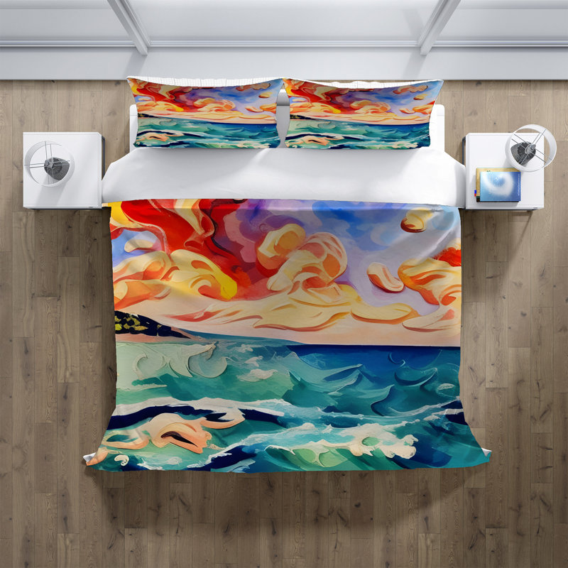 Polyester Abstract Duvet Cover, King Duvet Cover + 2 King Shams