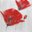 Trois fleurs rouges avec impression au centre doré sur toile