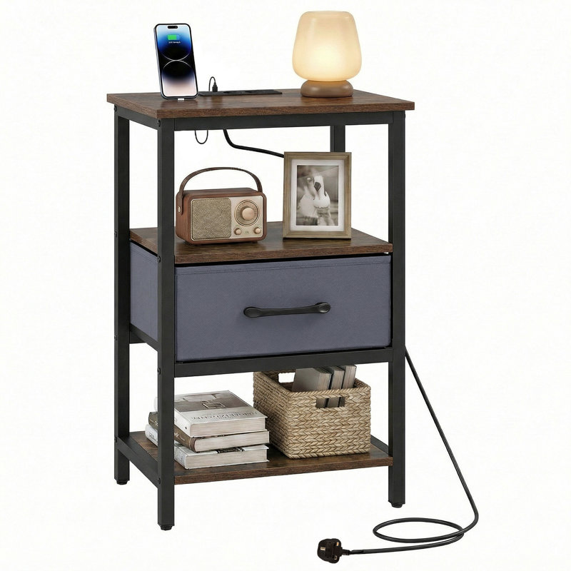 40cm W Metal Bedside Table