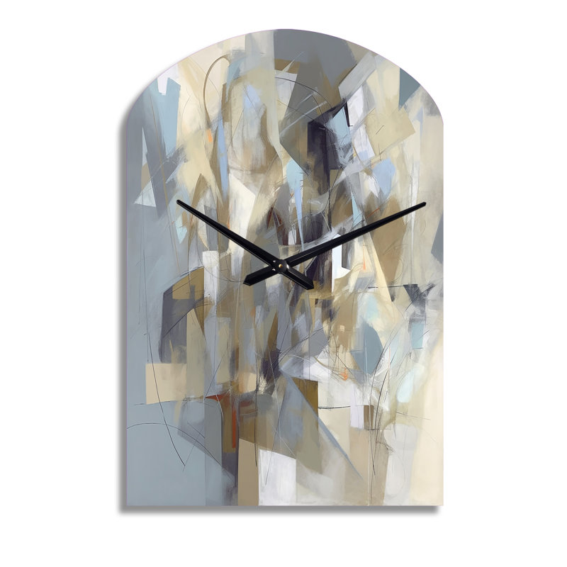 Grande horloge murale beige et grise, Moyenne