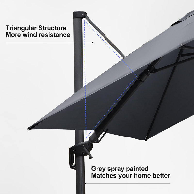 274cm X 365cm Rectangular Cantilever Parasol, Light Gray