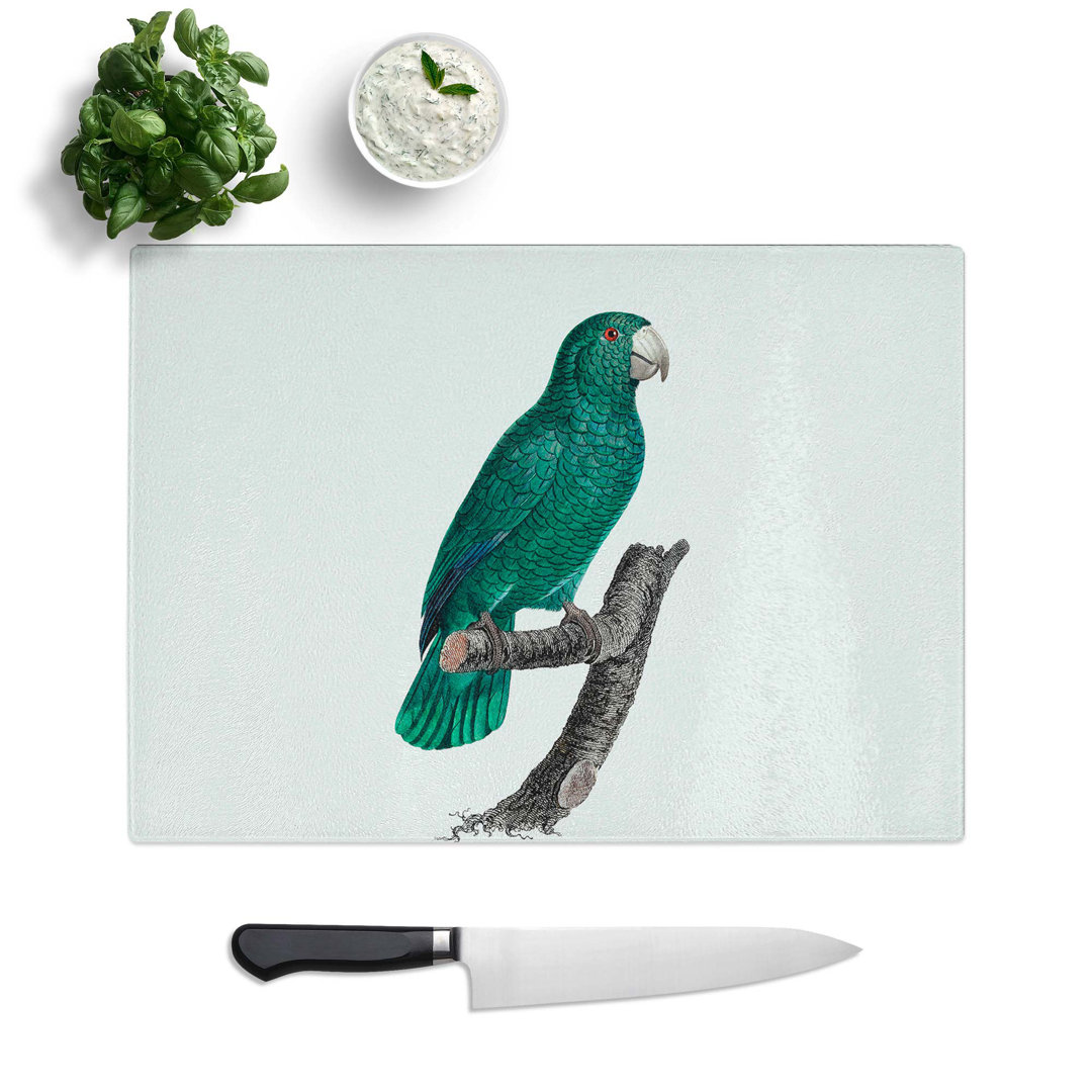 Glass Emerald Cuban Amazon Parrot by F. Levaillant Chopping Board