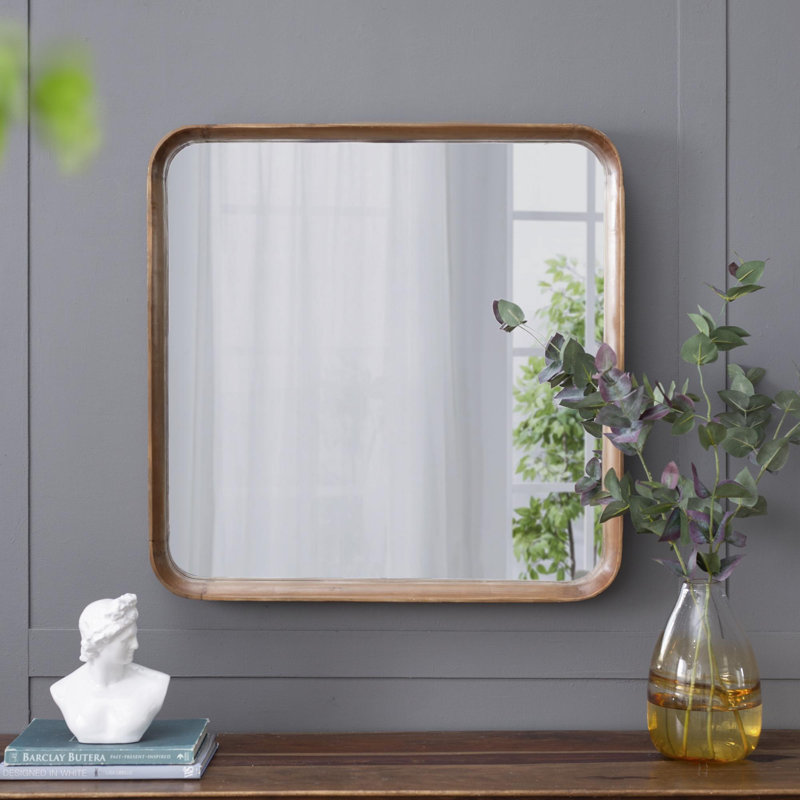 Miroir carré avec cadre en bois