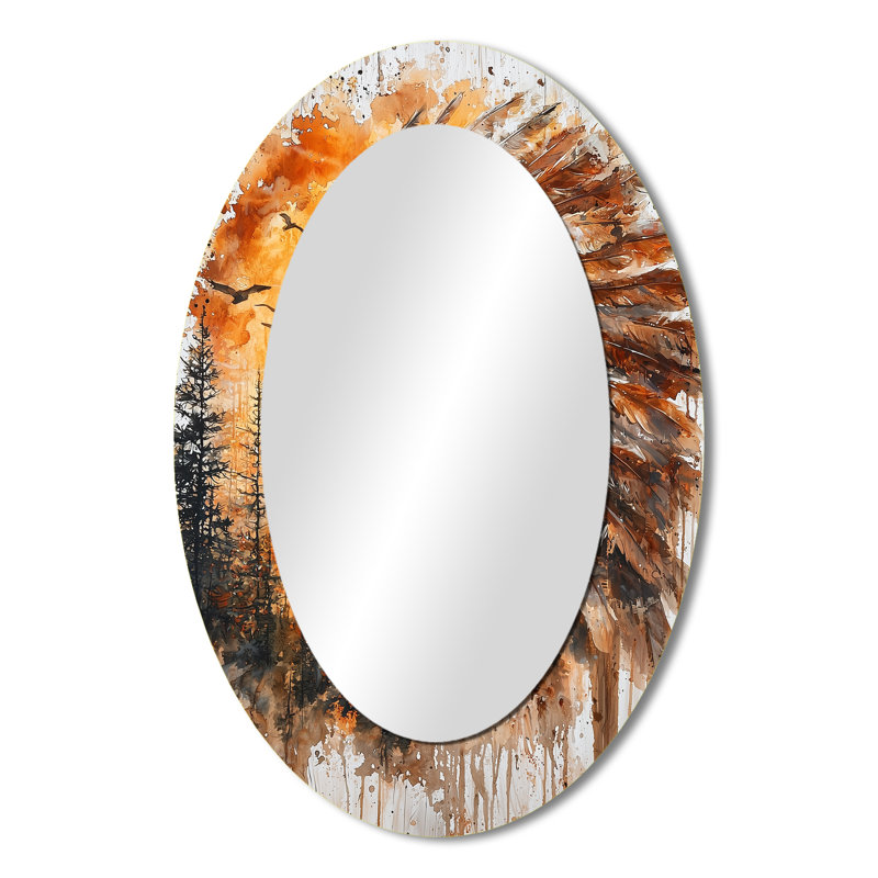 Native American Warrior Energy Of Forest II - Miroir décoratif en métal, 36 po x 24 po