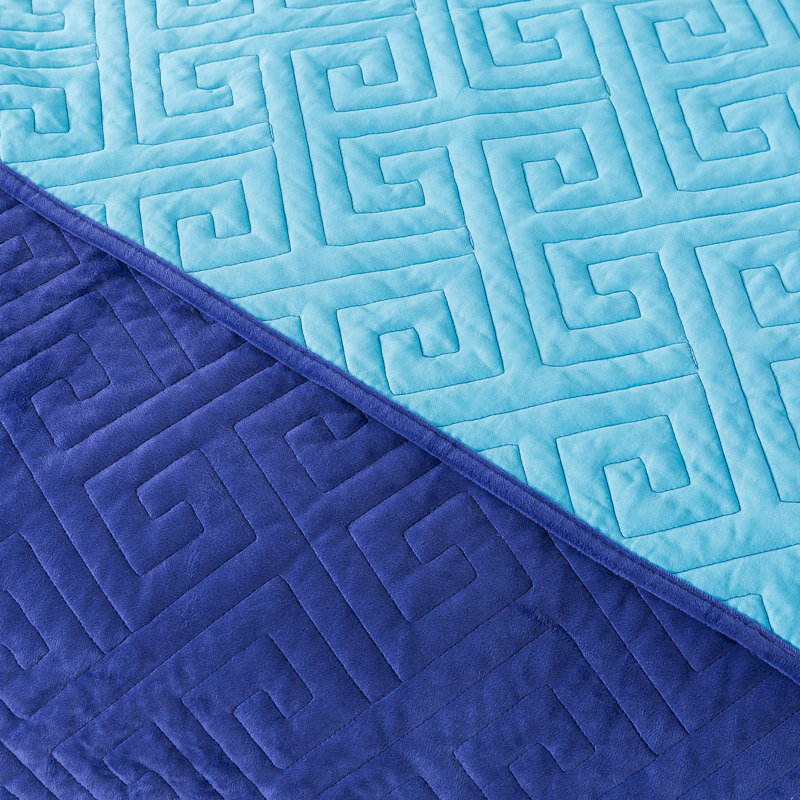 Modern & Contemporary Quilt, Twin Quilt + 1 Queen Sham, Navy