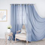 Gathered Linen-Textured Grommet Semi-Sheer Curtains (Set Of 2)