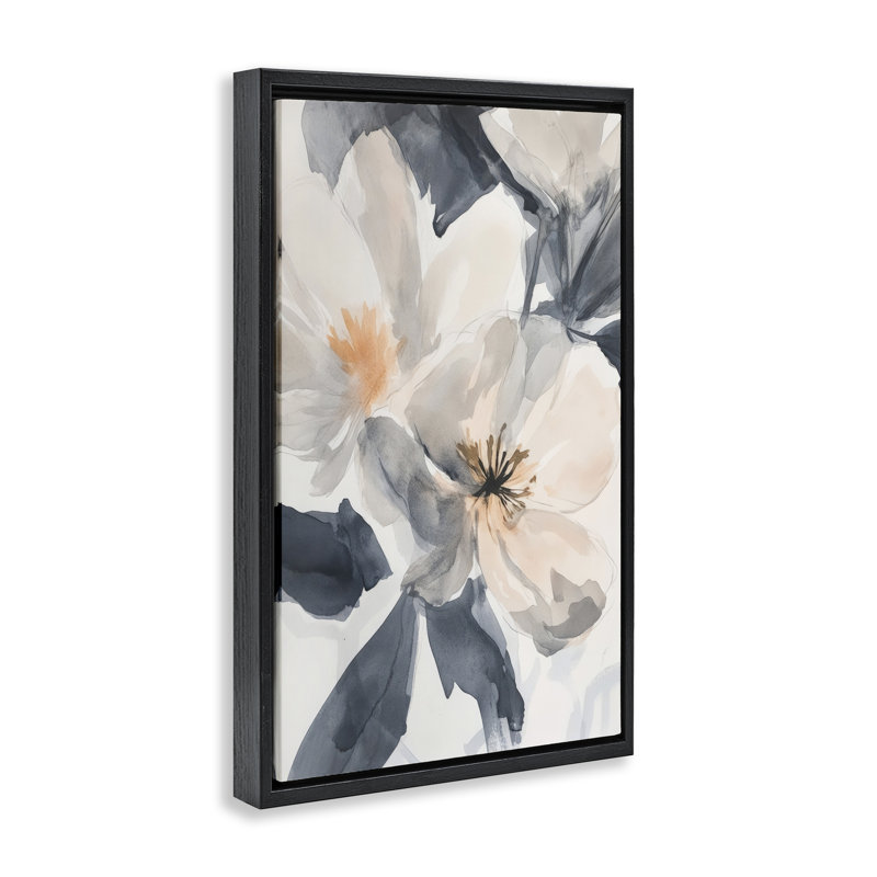 Cadre flottant abstrait Magnolia Frequences, design par Andrea Haase, H 31 po x l 21 po, Cadre flottant noir de jais