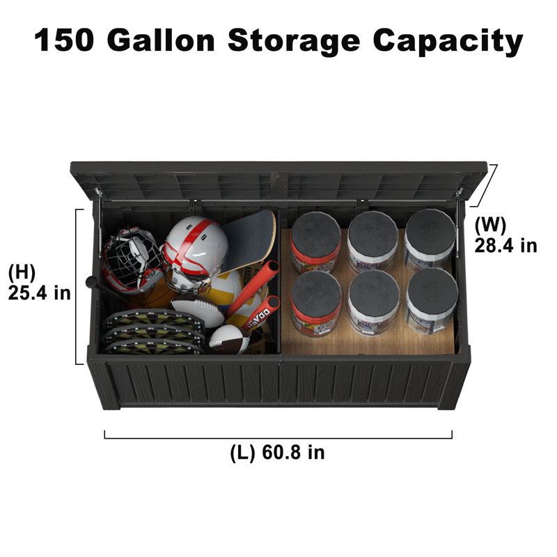 Olilawn 25.4'' W 150 Gallons Resin Deck Box, Black